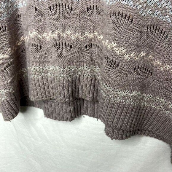 Free People Knit Sweater Size Small Grey Short Sleeve‎ Striped Top 3/4 Sleeves - Picture 6 of 12